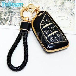 캐딜락 에스컬레이드 6 버튼 TPU 자동차 키 케이스 커버 원격 쉘 Fob 체인 2020 액세서리