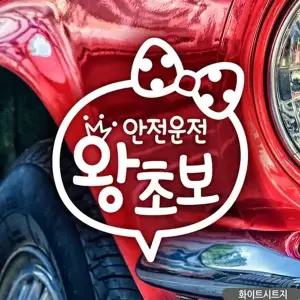 고품질 안전운전 왕초보 왕관 초보자동차스티커 화이트 자동차스...