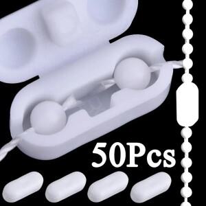 1/50Pcs 화이트 롤러 블라인드 당겨 코드 커넥터 커튼 체인 비드 확장 클립 수직 블라인드 조이너 수리 교