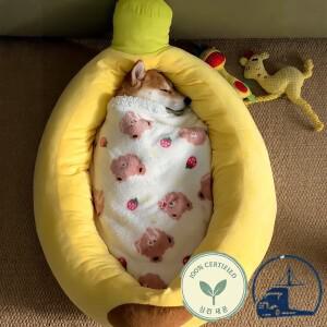 작고 중간 크기의개와 고양이를 위한  탈착식 침대 바나나 보트 스타일 애완동물 겨울 편안한 소프트 원단