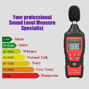 HT622A 디지털 소음 레벨 감지기 30-130DB LCD 디스플레이 사운드 측정기 오디오 데시벨 모니터