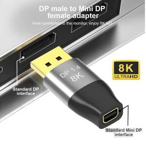 미니 소형 DP1.4-표준 DP 변환기 8K60Hz 4K144HZ HD 양방향 어댑터 DisplayPort 비디오 오디오 확장 와이어