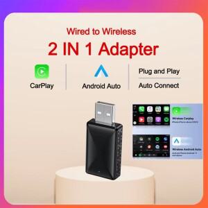 무선 어댑터  미니 소형 2in1 유선 카플레이 안드로이드 자동 USB 플러그 앤 플레이 기능이  OEM 차량용 스