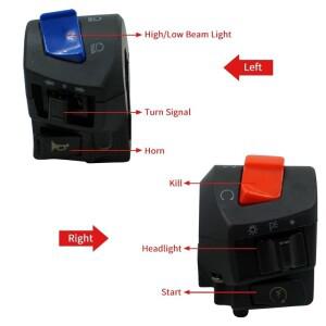 7/8 ''22mm 바이크 오토바이 핸들 바 좌측  우측 스위치  회전 신호 헤드 랜턴 캡 라이트 전기 시작 컨트롤