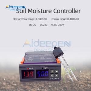 STC-3029 디지털 습도 컨트롤러 토양 수분 센서 조절기 1-99% DC 12V 24V AC 110V-220V