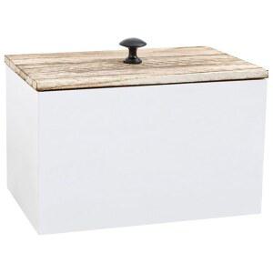 나무 뚜껑이 있는 욕실 수납용 호마이슨 탐폰 박스 검은색 손잡이가 농가 스타일 홀더 정리함 숨겨진 수납공간