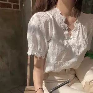 [하프클럽/]프릴레이스 벌룬소매 하프티 머스트해브상의