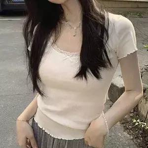 [하프클럽/]데일리여리핏 스퀘어칼라 레이스소재 하프티 스테디