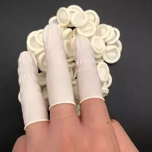 300개/묶음 라텍스 손가락 보호대 매니큐어 용 장갑 미끄럼 방지 정전기 방지 라텍스 손가락 보호 일회용