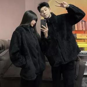 커플 겨울 수면 후드 잠옷 여자 지퍼 기모 남자 피치기모 극세사 남성 바지 홈웨어