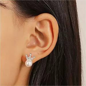 [콩심팥심]큐빅 진주 귀걸이 세트 데일리 여성 포인트 주얼리