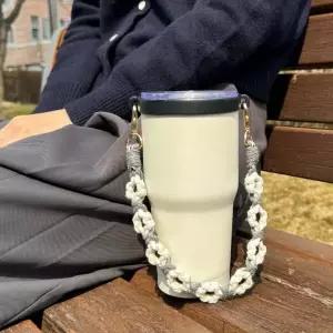 텀꾸 IR69PE48 플라워 텀블러 스트랩 홀더 블랙