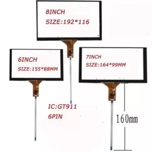 6.2 7 8 9인치 자동차 DVD 내비게이션 JY-GT911 6핀 정전식 터치 스크린 패널 디지타이저 155x88MM 165x100