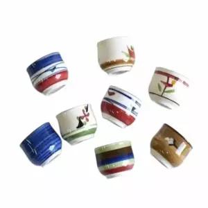 오색 PV92VZ25 도자기 정종잔 8P 카페머그잔 도자기잔 도자기찻잔