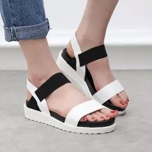 슬리퍼 끈샌들 빅사이즈 스트랩 스트랩샌들 플랫 힐 (WED7042)