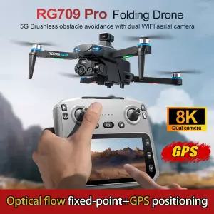 2025 RG709 PRO GPS 드론 4.5인치 대형 화면 8K HD 항공 촬영 브러시리스 장애물 회피 접이식 쿼드콥터 장