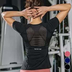 [콩심팥심]반팔 상의 여름 슬림핏 여자 헬스복 메쉬 운동복