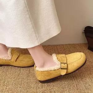 Rly 여성 겨울 털슬립온 로퍼 단화 방한 캐주얼 신발