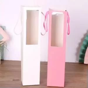 투명창 일자 쇼핑백 선물용 답례용 투명 다용도 한송이 꽃 선물 포장 가방 종이백 케이스 미니백 선물