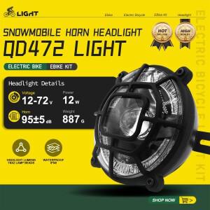 APC 전기 자전거 오토바이 전조등 QD472 고휘도 알루미늄 합금 경적 헤드라이트 라이딩 액세서리
