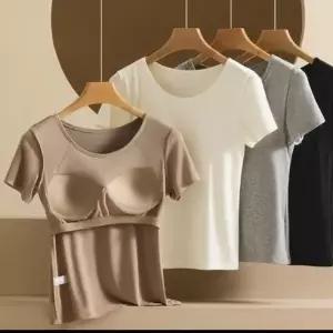 [하프클럽/셀러허브_여성트랜드패션]Rly 노 캡내장 브라티셔츠 면 티셔츠 반