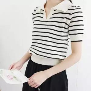 [하프클럽/셀러허브_여성트랜드패션]Rly 카라 크롭 여성 반팔 얇은 여름 니