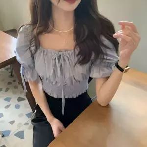 [하프클럽/]룩 크롭 추천 오프숄더 스퀘어넥 꾸안꾸 블라우스 데