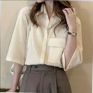 [하프클럽/]블라우스 베이직 여성 봄 여름 올데이 7부 루즈핏 포