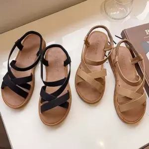 여자 여름 외출 여행 편한 쫀득창 스트랩 밴딩 샌들