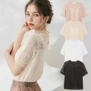 [하프클럽/]반팔블라우스 여성블라우스 추천 시스루블라우스 레이