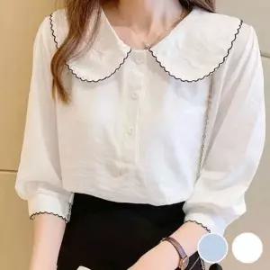 [하프클럽/]러블리 물결 데일리 넉넉한핏 빅카라 클래식 여름 여