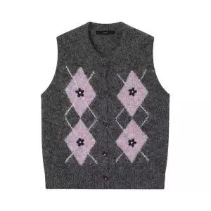 [하프클럽/르샵]아가일 패턴 버튼 니트 베스트 (DP4VW005A)