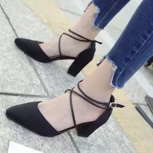 스웨이드 청키굽 3컬러 힐 스트랩힐 하이힐 굽없는힐 가보시 통굽힐