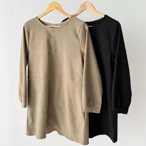 [하프클럽/]여자 속기모 빅사이즈 퍼프 겨울하객룩 절개 미니원피스