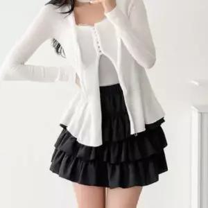 [하프클럽/]여성용 티어드 민무늬 쁘띠 고무줄 색상 스커트