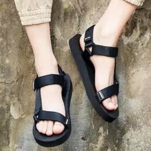 데일리 남녀 블랙 샌들 여름 스트랩 신발 찍찍이