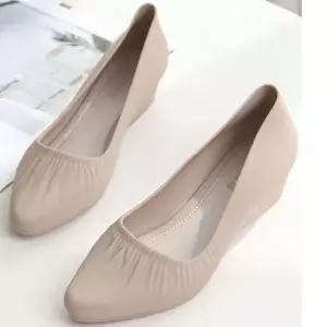 여자 2컬러 방수효과 3CM 미들힐 셔링 장화구두