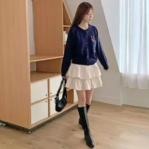 [하프클럽/]여자 티어드 고무줄 잔주름 귀여운 스커트