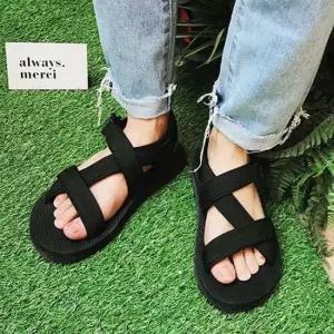 크로스 스트랩 샌들 버클 플랫 크로스 여름슈즈