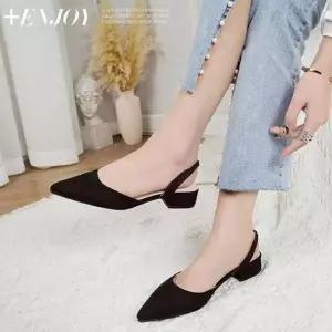 스웨이드 봄구두 검정색 미들힐 뮬샌들 슬링백 오피스