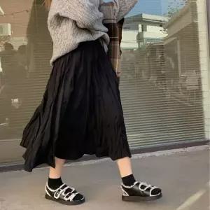 [하프클럽/]여성 2컬러 허리밴딩 데일리 찰랑찰랑 롱 주름스커트