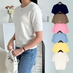 [하프클럽/]내추럴코튼스테디 크루넥 반소매 풀오버