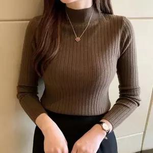 [하프클럽/]우먼 하이넥 하이넥티 니트립 타이트 트렌드 롱티 스타일 울탑