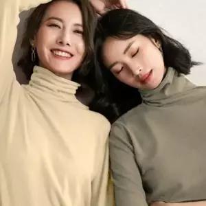 [하프클럽/]스탠다드 타틀넥 뜨개탑 솔리드 코디레이어드 하이넥티 모던 걸