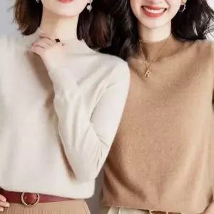 [하프클럽/]여리실루엣 소프트한 고급니트 탑 걸스 데일리룩 하이넥 심플