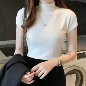 [하프클럽/]걸스 숏티 울탑 경량 목폴라 일상용 세미정장 반팔티 스타일 하