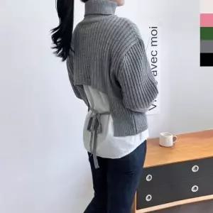 [하프클럽/]1005 우먼폴라넥 올데이 스트랩 골지니트