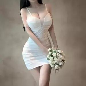 [하프클럽/]여성 파티 드레스 글램핏 스트랩 셔링 슬림 미니 원피스