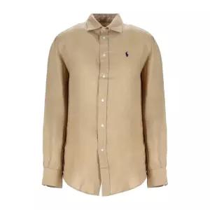 체스트 로고 클래식 핏 리넨 셔츠 211970730 506COASTALBEIGE