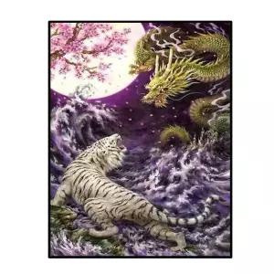 보석십자수 구슬 DIY 백호 큐빅 용 호랑이 용호상박 액자형 비즈 대형